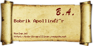 Bobrik Apollinár névjegykártya